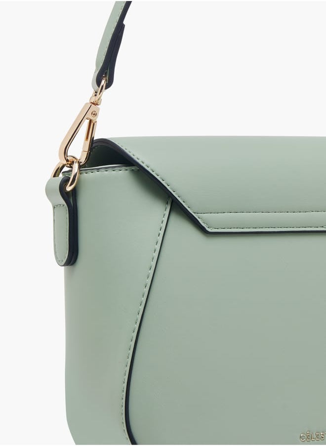 Celeste Women Solid Crossbody Bag with Button Closure and Adjustable Strap  - Image 5