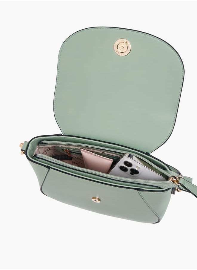 Celeste - Women Solid Crossbody Bag with Button Closure and Adjustable Strap - Image 1