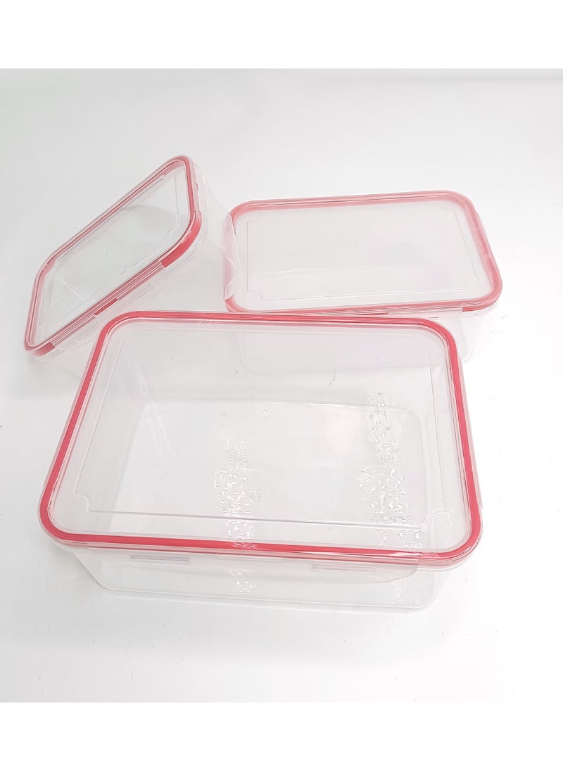 3 Piece Airtight Food Storage Containers with Lids, Containers for Kitchen Food with Snap Locking Lids for Cereal, Dry Food, Flour and Sugar, BPA Free, Food Containers Set, Red