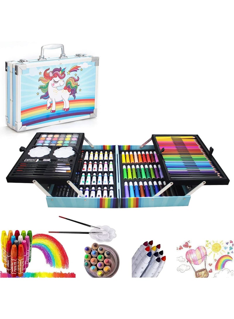 Art Set 145pcs with Portable Box, Professional Artists Drawing Set for Kids, Teens and Adults Including Colored Pencils, Watercolor Paints, Oil Pastels  - Image 1