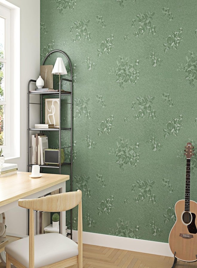 Wallercity Sage Green Wallpaper Self Adhesive Rose Embossed Floral Peel and Stick Wallpaper for Bedroom Walls Waterproof Textured Floral Contact Paper for Kitchen Countertops Cabinets 15.8''x78.7'' - Image 2