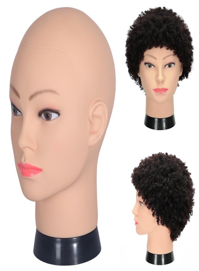simnient Bald Female Mannequin Head Makeup Training Head Wig Head Professional Cosmetology for Wig Making and Display Hat Helmet Glasses Display Head Model with Free Clamp Stand - Image 2