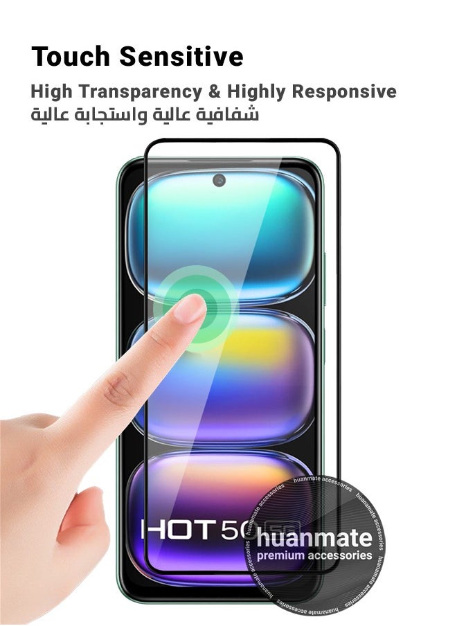 2 Pieces Infinix HOT 50 5G Screen Protector – Premium Edge to Edge Tempered Glass, High Transparency, Delicate Touch, Anti-Explosion, Smooth Arc Edges, Easy Installation