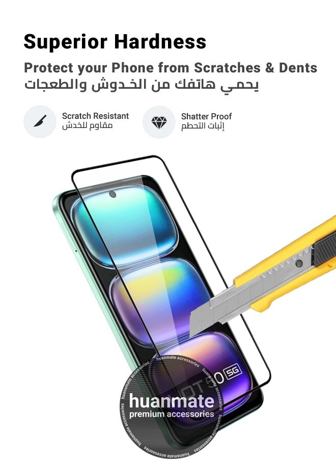 2 Pieces Infinix HOT 50 5G Screen Protector – Premium Edge to Edge Tempered Glass, High Transparency, Delicate Touch, Anti-Explosion, Smooth Arc Edges, Easy Installation