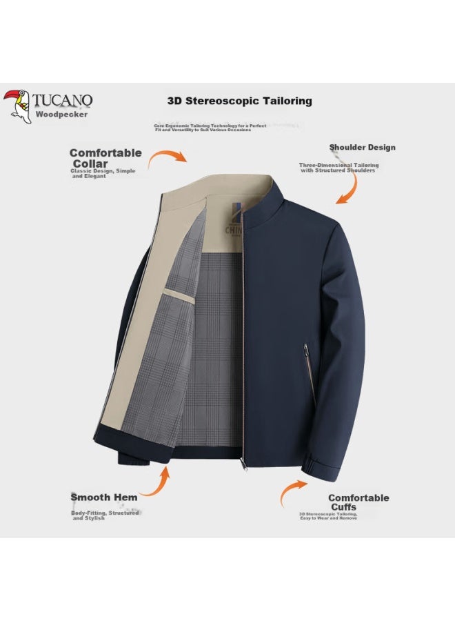 Tucano Men's Spring Autumn Lightweight Jacket Middle-aged And Elderly Business Windproof Stand Collar Coat Dad's Executive Jacket - Image 2
