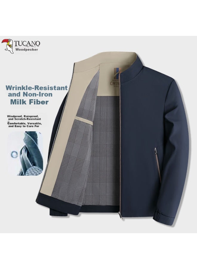 Tucano Men's Spring Autumn Lightweight Jacket Middle-aged And Elderly Business Windproof Stand Collar Coat Dad's Executive Jacket - Image 5