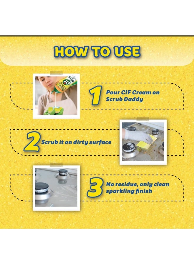 سى اى اف إسفنجة تنظيف مزدوجة الجوانب من سيف سبونج دادي + منظف، وسادة إسفنجية متعددة الأغراض لغسل الأطباق وتنظيف المنزل خالية من الخدوش، وسادة تنظيف ذات ملمس مرن ومقاومة للرائحة للمطبخ والمنزل والخارج - Image 4