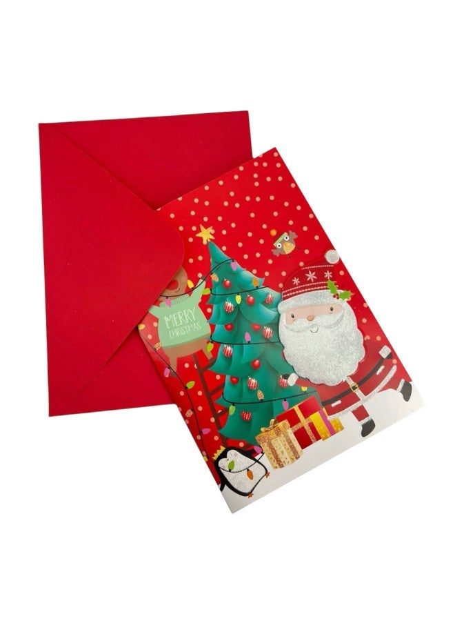 3D Musical Christmas Card with Red Envelope Light Up, Large Merry Xmas Greeting Message, Jingle Bells Sound for Kids Children him her Girls Boys, Snowman Reindeer Santa Claus - Image 1
