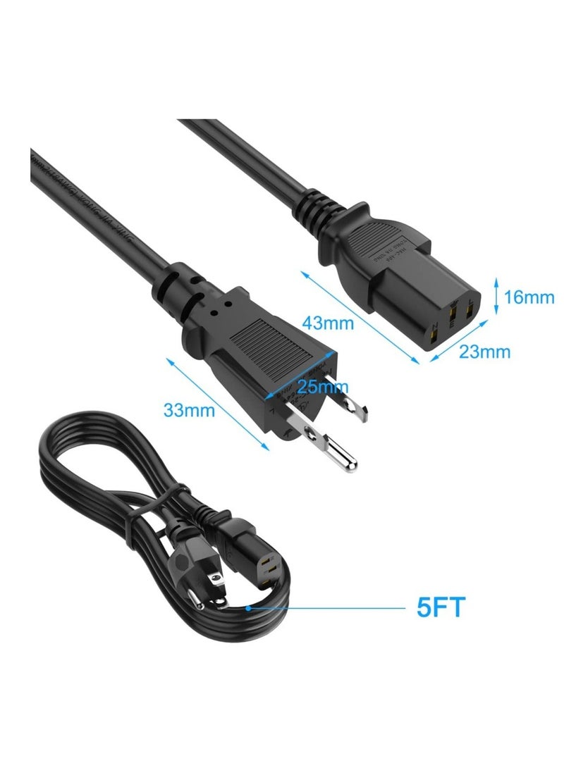 18 AWG Universal Power Cord, 3 Prong Plug AC Cable for Samsung/Toshiba/LG/AOC/BenQ/Acer/Asus/HP/ViewSonic/Dell/Compaq Monitor, LCD TV (NEMA 5-15P to IEC320C13)