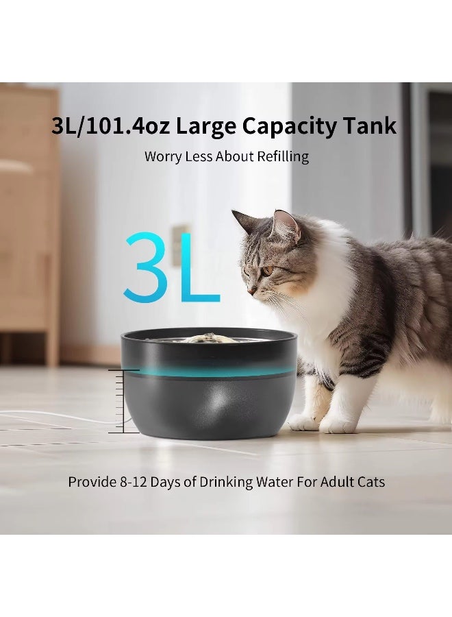 304 Food-Grade Pet Fountain, 3L Large Tank, Triple Filtration, Whisper-Quiet - Image 3