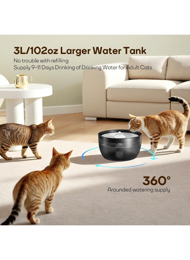 304 Food-Grade Pet Fountain, 3L Large Tank, Triple Filtration, Whisper-Quiet - Image 2