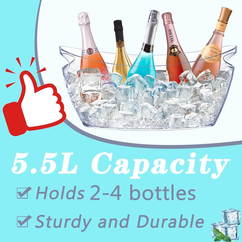 Kvittra Ice Bucket, 2 PCS 5.5L Acrylic Ice Buckets, Large Beverage Tub for Parties, Mimosa Bar Supplies Beverage Tub and Scoops for Champagne Beer Sparkling Wine Cocktails (2-4 bottles) - Image 3