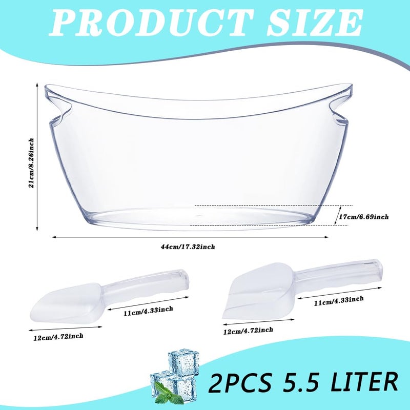 Kvittra Ice Bucket, 2 PCS 5.5L Acrylic Ice Buckets, Large Beverage Tub for Parties, Mimosa Bar Supplies Beverage Tub and Scoops for Champagne Beer Sparkling Wine Cocktails (2-4 bottles) - Image 2