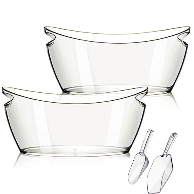 Kvittra Ice Bucket, 2 PCS 5.5L Acrylic Ice Buckets, Large Beverage Tub for Parties, Mimosa Bar Supplies Beverage Tub and Scoops for Champagne Beer Sparkling Wine Cocktails (2-4 bottles) - Image 1