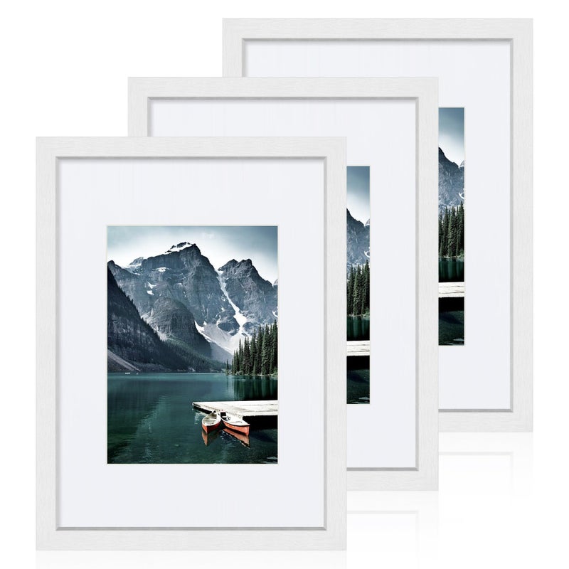 إطار صور هونجي 9x12 أبيض مجموعة من 3 مصنوعة من الخشب والزجاج إطار صور يعرض صورة 6x8 مع مات أو 9x12 بدون مات إطار تجميع مكتبي وجدار