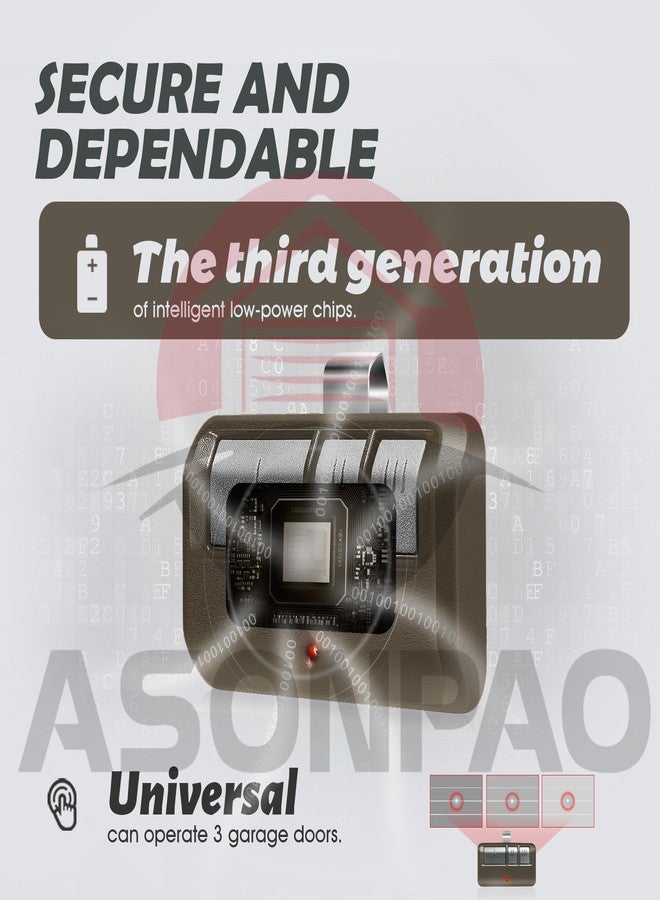 ASONPAO جهاز تحكم عن بعد لفتح باب المرآب من نوع ASONPAO 3 for 893Max Universal LiftMaster مع ضمان لمدة 3 سنوات - بديل أصلي - Image 3