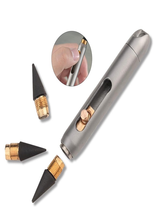 Tizee Infinity Pencil - Everlasting Metal Inkless Pen, Titanium Forever Erasable Pen for Sketch Drawing Writing | Mini Mechanical Pencil Keychain Gift for School Office - Image 4