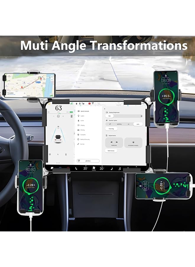KASTWAVE For Tesla Phone Mount, Adjustable Universal 360° Rotatable Car Accessories For Tesla Model Y 3 Phone Holder Mount With Iphone 16 15 14 13 12 Series, 4-7.2'' All Phones - Image 4