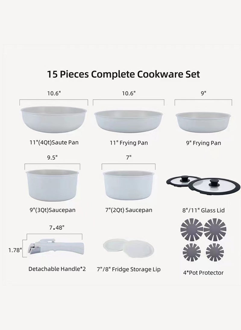 Sharpdo - 15-Piece Removable Medical Stone Non-Stick Pot and Pan Set - Image 1