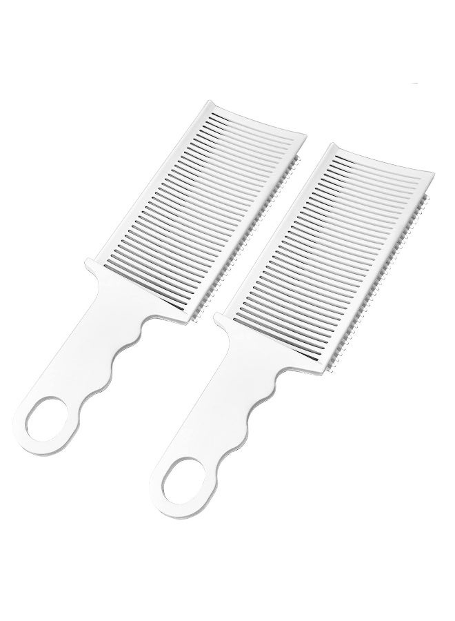Blending Flat Top Comb, 2 Pieces Fade Combs, Professional Barber Cutting Comb Heat Resistant Clipper Comb for Men Salon Styling Tools – White - Image 1