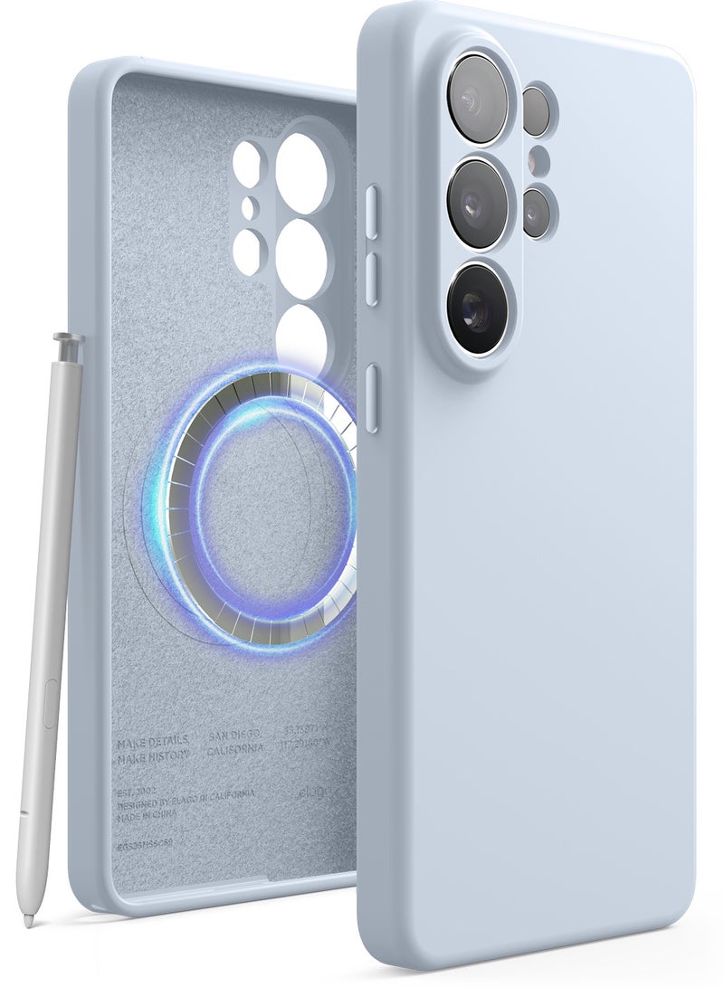 Elago Magnetic Liquid Silicone for Samsung Galaxy S26 ULTRA (2026) case cover with MagSafe Shockproof - Light Blue - Image 1