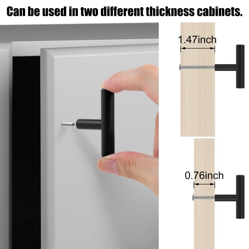 Romeda 12 Pack Black Cabinet Knobs  2In Single Hole Cabinet Hardware With Screws 1In & 1.5In  Drawer Pulls (Black) For Kitchen Bedroom Bathroom Furniture - Image 3