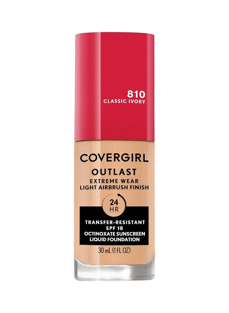 CoverGirl Covergirl Outlast Extreme Wear 3-in-1 Full Coverage Liquid Foundation, SPF 18 Sunscreen, Classic Ivory, 1 Fl. Oz.  - Image 1