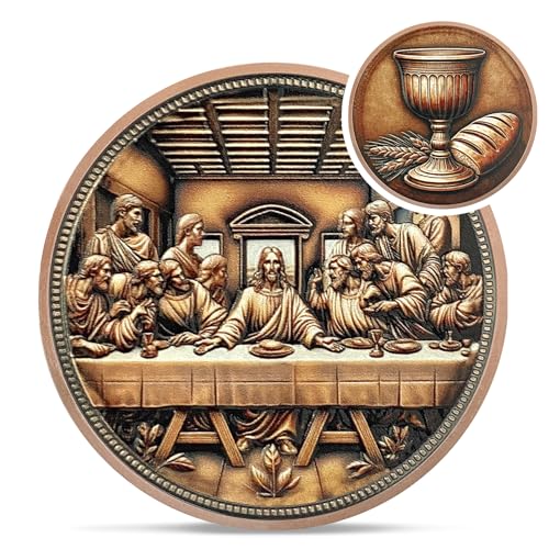 IELCJJ The Last Supper Christian Challenge Coin - Jesus Eucharist Religious Copper Token - Art God Pocket Bible Verses Coins for Study - Good Luck Commemorative Gifts for Men Women Kids - Image 1