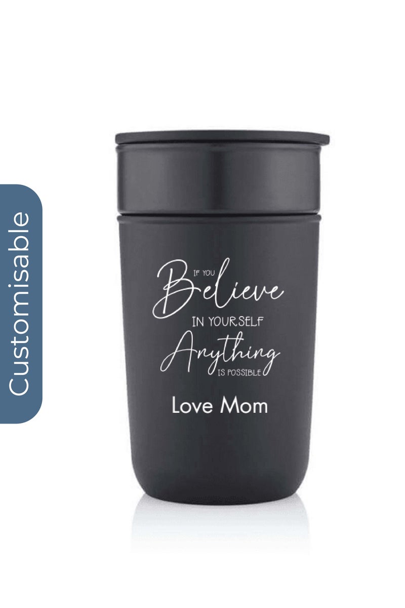 Hans Larsen Personalised Premium Ceramic Tumbler With Recycled Protective Sleeve - Black - Image 1