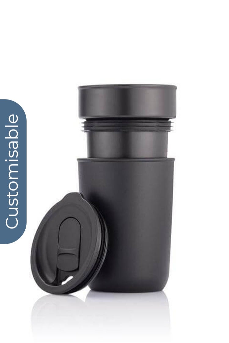 Hans Larsen Personalised Premium Ceramic Tumbler With Recycled Protective Sleeve - Black - Image 2