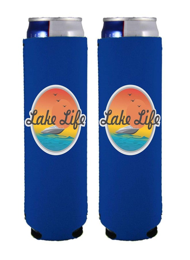 Coolie Junction Lake Life Slim Can Coolie (2 Pack, Royal Blue) - Image 1