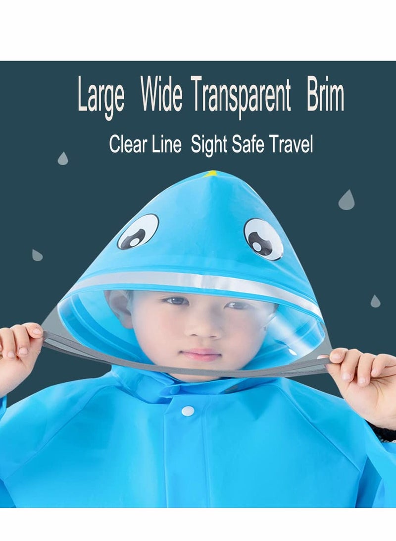 KASTWAVE Kids Rain Poncho, Children's raincoats, Kids Raincoat Girls Boys Reusable Rain Poncho Jacket, Waterproof Jacket with Hood Toddler Rainwear Rain Coat (Dinosaur M)  - Image 2