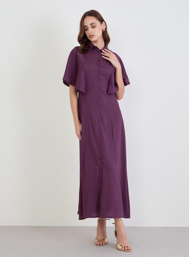 ستايلي فستان طويل بتصميم بلوزة بتفاصيل بارزة الملمس - Image 3