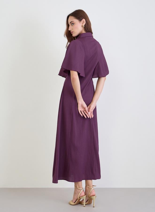 ستايلي فستان طويل بتصميم بلوزة بتفاصيل بارزة الملمس - Image 5