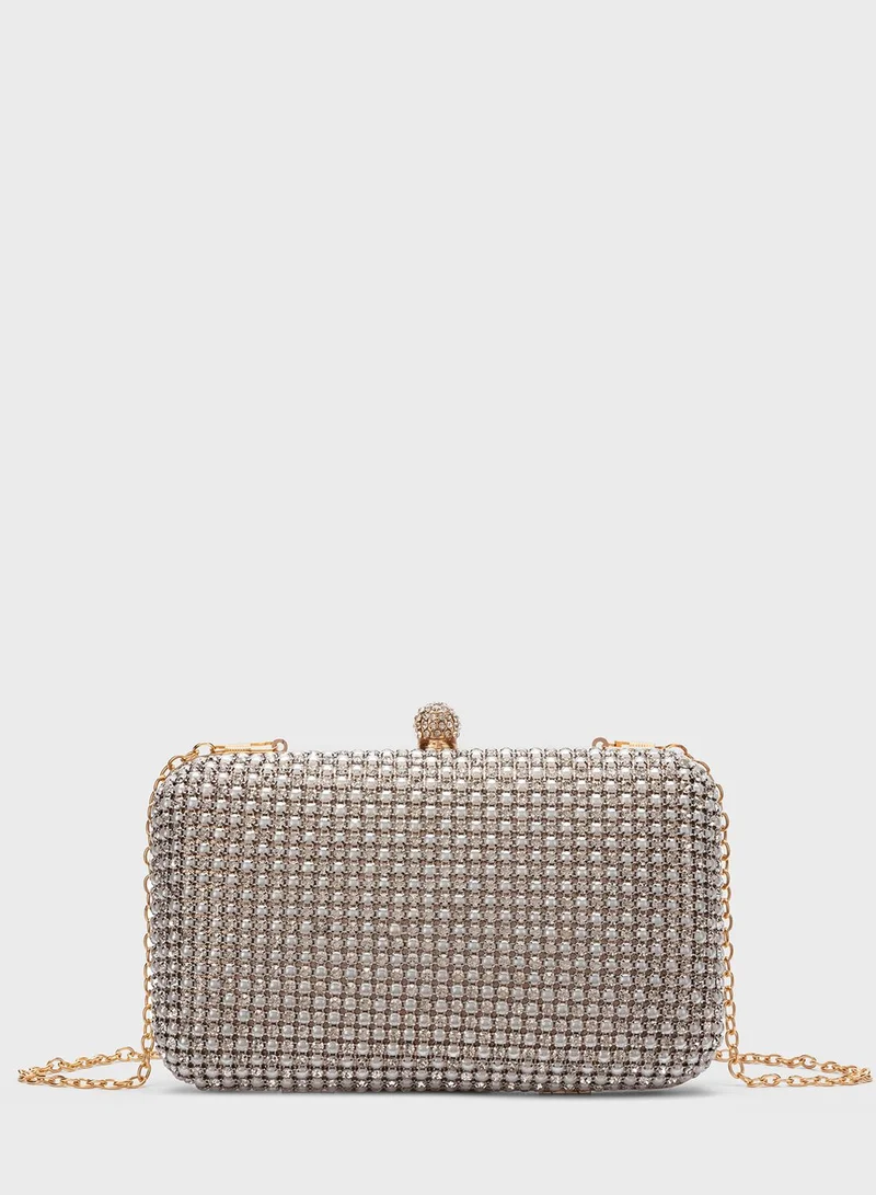 FYOR Embellished Chain Detail Clutch