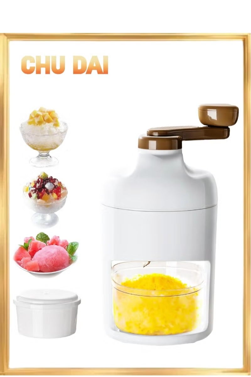 Manual ice crusher with thick stainless steel blades and ice cube tray, portable ice cone machine, makes kakigori, bengsu, and ice cream. - Image 1