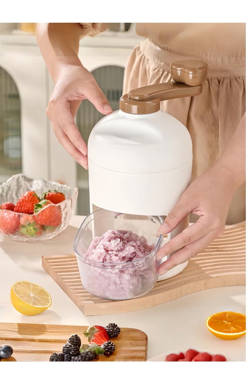 Manual ice crusher with thick stainless steel blades and ice cube tray, portable ice cone machine, makes kakigori, bengsu, and ice cream. - Image 2
