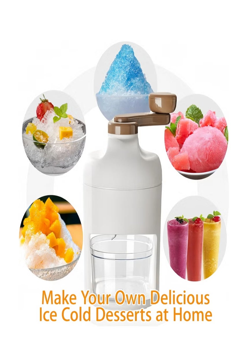 Manual ice crusher with thick stainless steel blades and ice cube tray, portable ice cone machine, makes kakigori, bengsu, and ice cream. - Image 3
