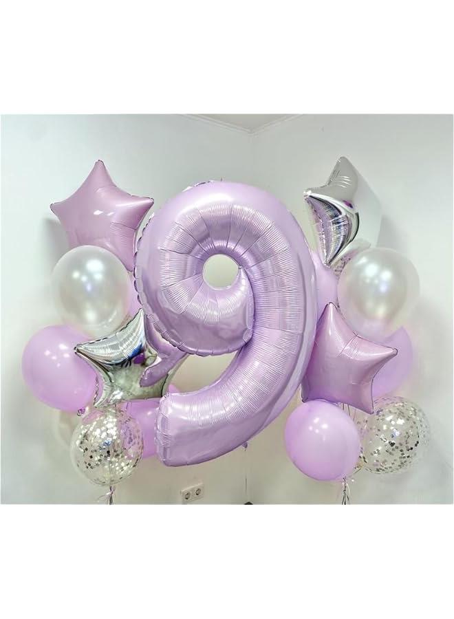 Light Purple 2 Balloons, 40 Inch Giant Lilac Helium Mylar Foil Number 0-9, Pastel Dusty Purple 2nd Birthday Balloon for Girls, Morados Numero Two Balloons for Women Anniversary Party Decorations  - Image 3