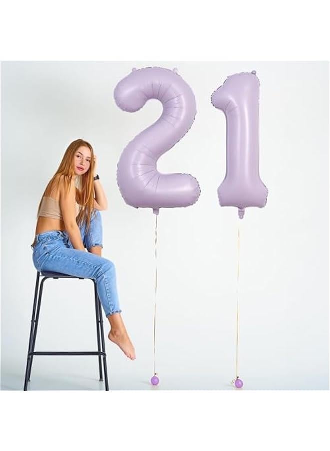 Light Purple 2 Balloons, 40 Inch Giant Lilac Helium Mylar Foil Number 0-9, Pastel Dusty Purple 2nd Birthday Balloon for Girls, Morados Numero Two Balloons for Women Anniversary Party Decorations  - Image 5