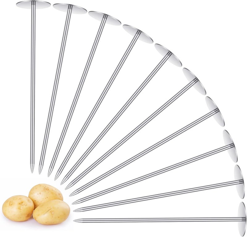 Newtay 12 Pcs Potato Baking Baked Nails, Stainless Steel Potato Baking Rods Potato Baking Gadgets Baking Heating Core Grill Spikes Baking Tools and Accessories for Home Kitchen, Silver - Image 1
