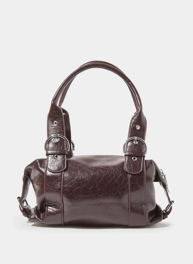 ستايلي Brown Studded Barrel Shoulder Bag