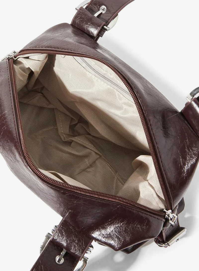 Styli  Brown Studded Barrel Shoulder Bag for Women | Best Price UAE