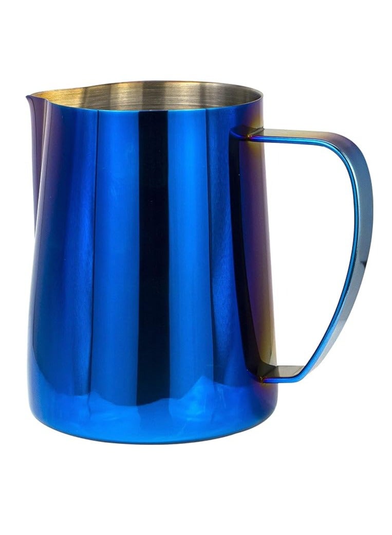 Milk Pitcher for making coffee and cappuccino and steaming glass milk frothing jug stainless steel Blue 600 ml  - Image 2