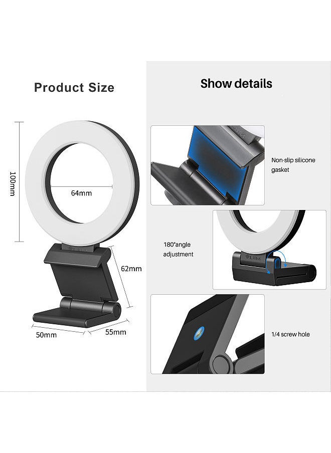 VIJIM - VIJIM CL07 4 Inch Clip-on LED Ring Light Laptop Video Conference Light 3 Lighting Modes 3000K-8000K Dimmable USB Powered for Live Streaming Online Education Meeting - Image 1
