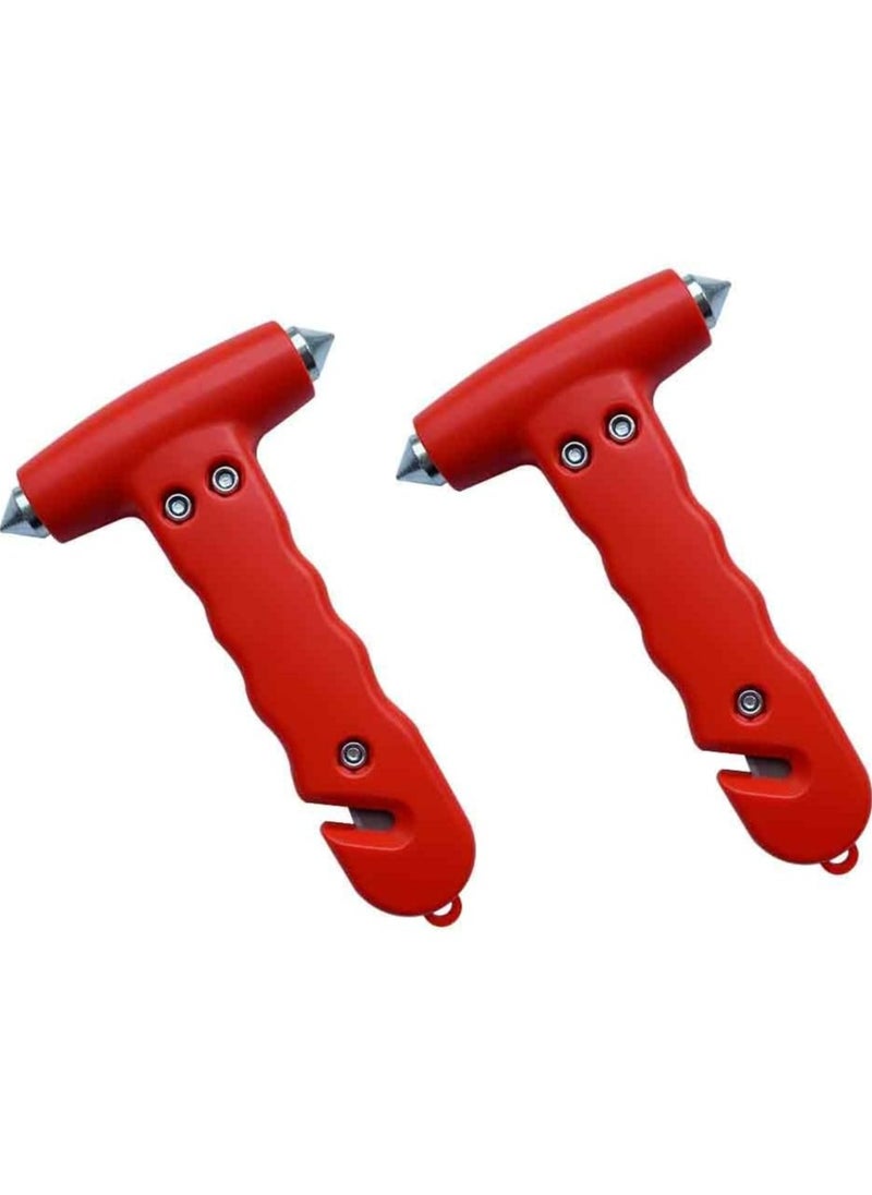 Oasisgalore 2-Piece Car Safety Hammer, Emergency Escape Tool, 2-in-1 Safety Hammer for Home Rescue and Emergency Escape Tool (Red)  - Image 1