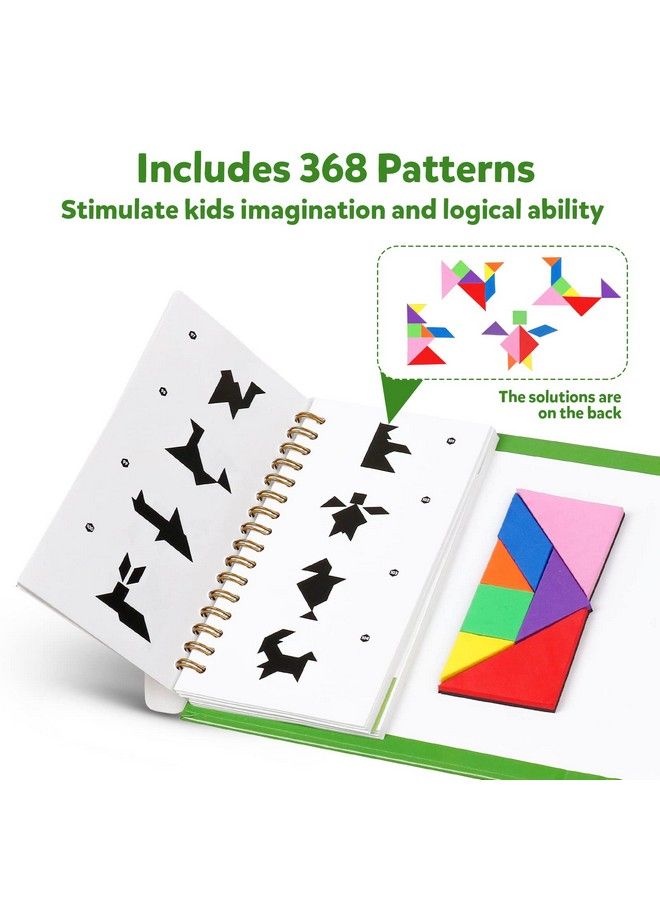 kizh لغز السفر تانجرام لغز مغناطيسي كتاب لعبة رحلة الطريق لعبة بانوراما الأشكال تشريح الألعاب الجذعية مع الحل لعبة تعليمية للأطفال الكبار التحدي الدماغ المضايقون 368 نمط (2PCS Tangrams) - Image 5