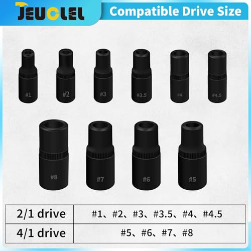 JEUCLEL 10Pcs Tap Socket Wrench Set (Magnetic), 1/4” & 3/8” Drive External Tap Socket Adapter, Torx Socket Set - Image 2