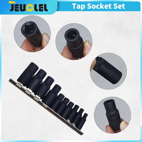 JEUCLEL 10Pcs Tap Socket Wrench Set (Magnetic), 1/4” & 3/8” Drive External Tap Socket Adapter, Torx Socket Set - Image 3