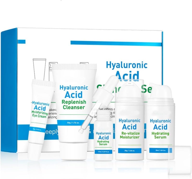 Skin Care Set Hyaluronic Acid Women Beauty Gift Sets with Cleanser Serum Eye Cream and Face Cream Skin Care Travel Kit for Women Teen Girls Mom Daughter Birthday